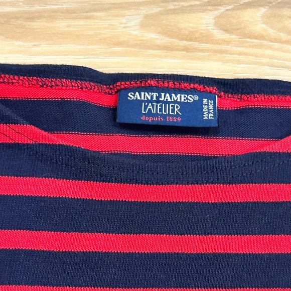 Saint James Women’s Breton Stripe Long Sleeve 100% Cotton Top Red Navy Size M - Picture 4 of 13